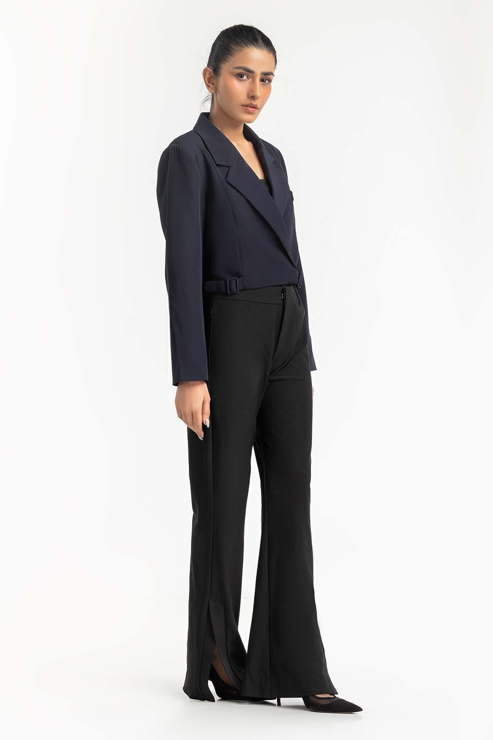 Navy Cropped Blazer 224-210-024