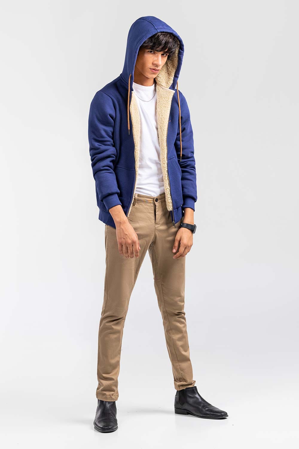 Navy Fashion Zipper Hoodie JKT-HZJ-D44-02