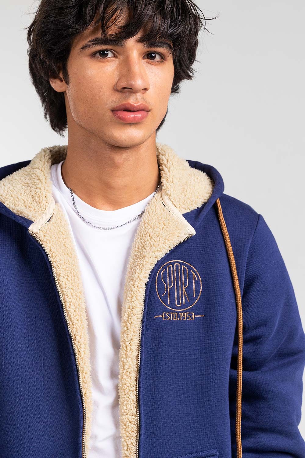 Navy Fashion Zipper Hoodie JKT-HZJ-D44-02