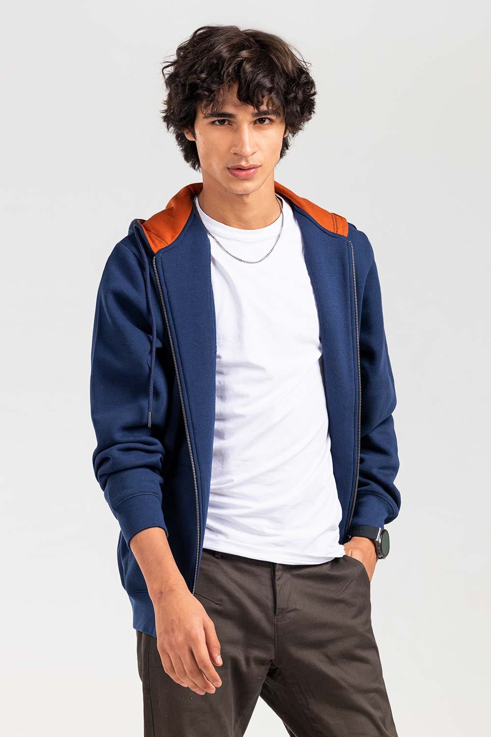 Navy Fashion Zipper Hoodie JKT-HZJ-D45-03