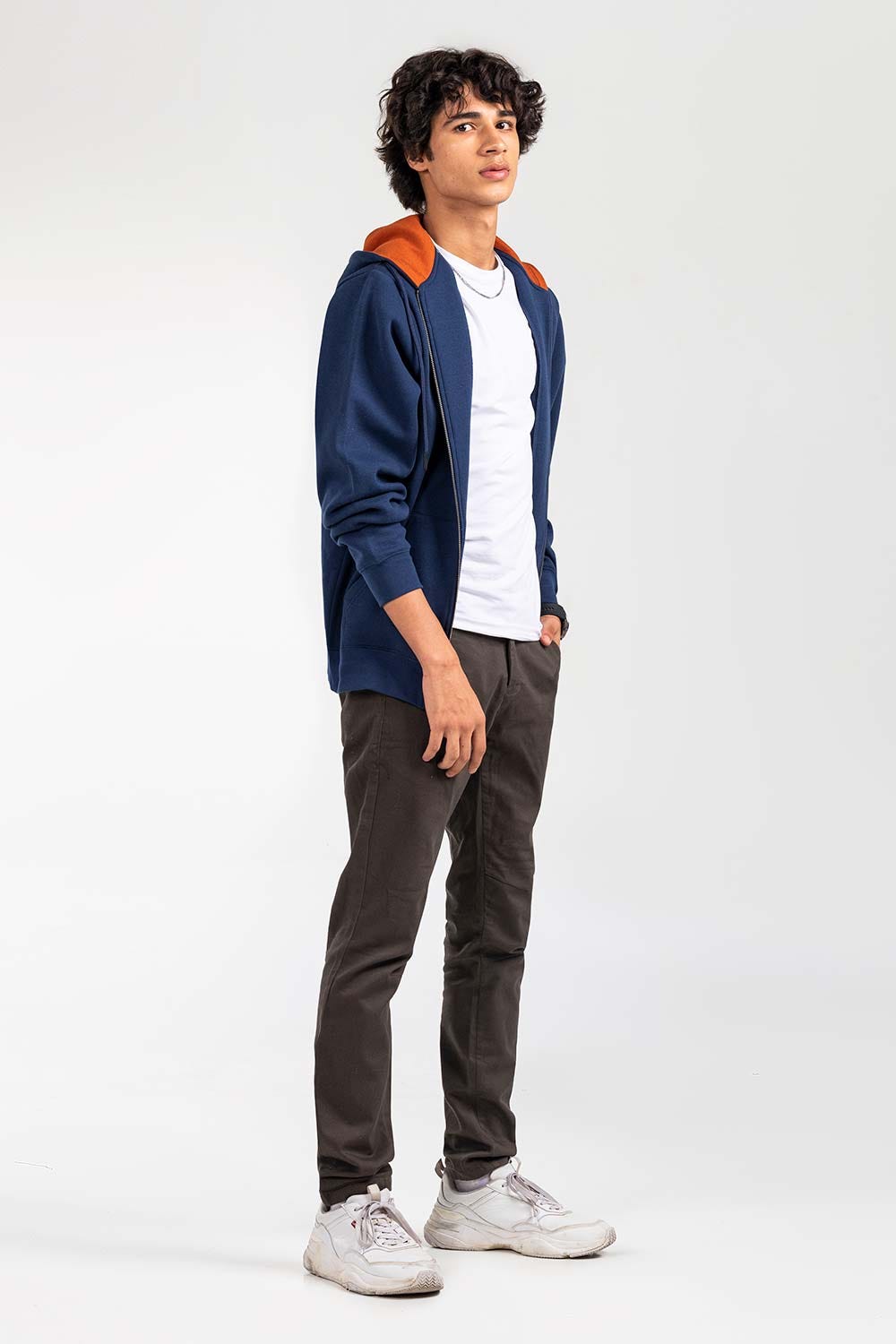 Navy Fashion Zipper Hoodie JKT-HZJ-D45-03