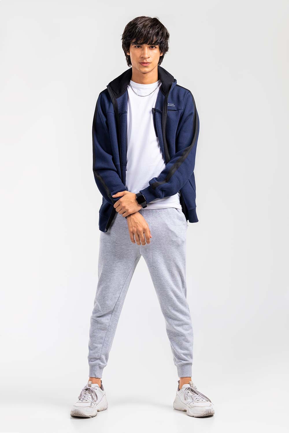 Navy Fashion Zipper Hoodie JKT-HZJ-D47-03