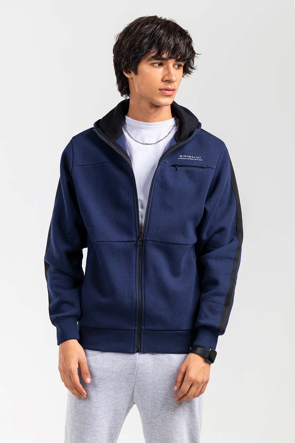 Navy Fashion Zipper Hoodie JKT-HZJ-D47-03