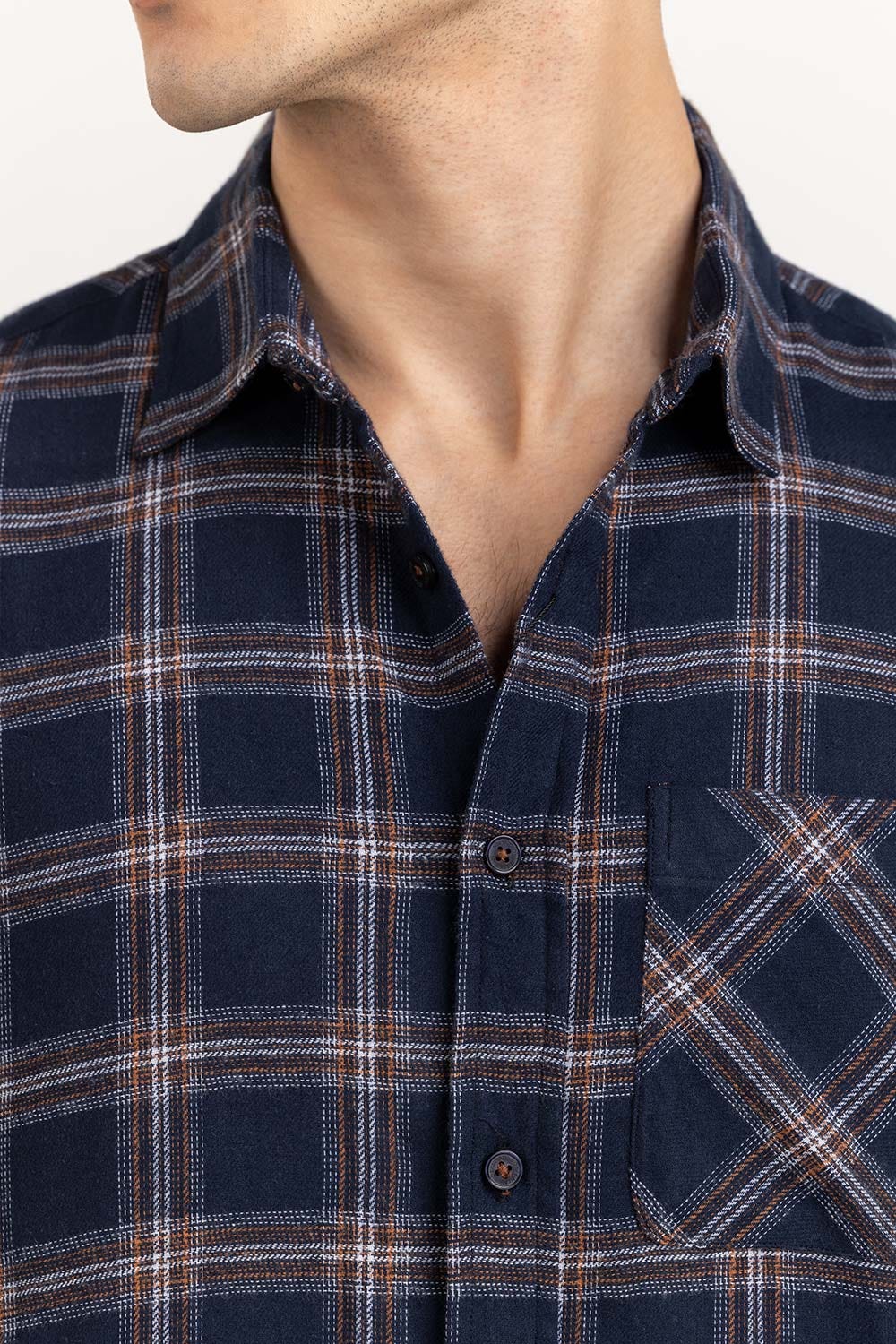 Navy Gold Checkered Casual Shirt CS-YD22-035
