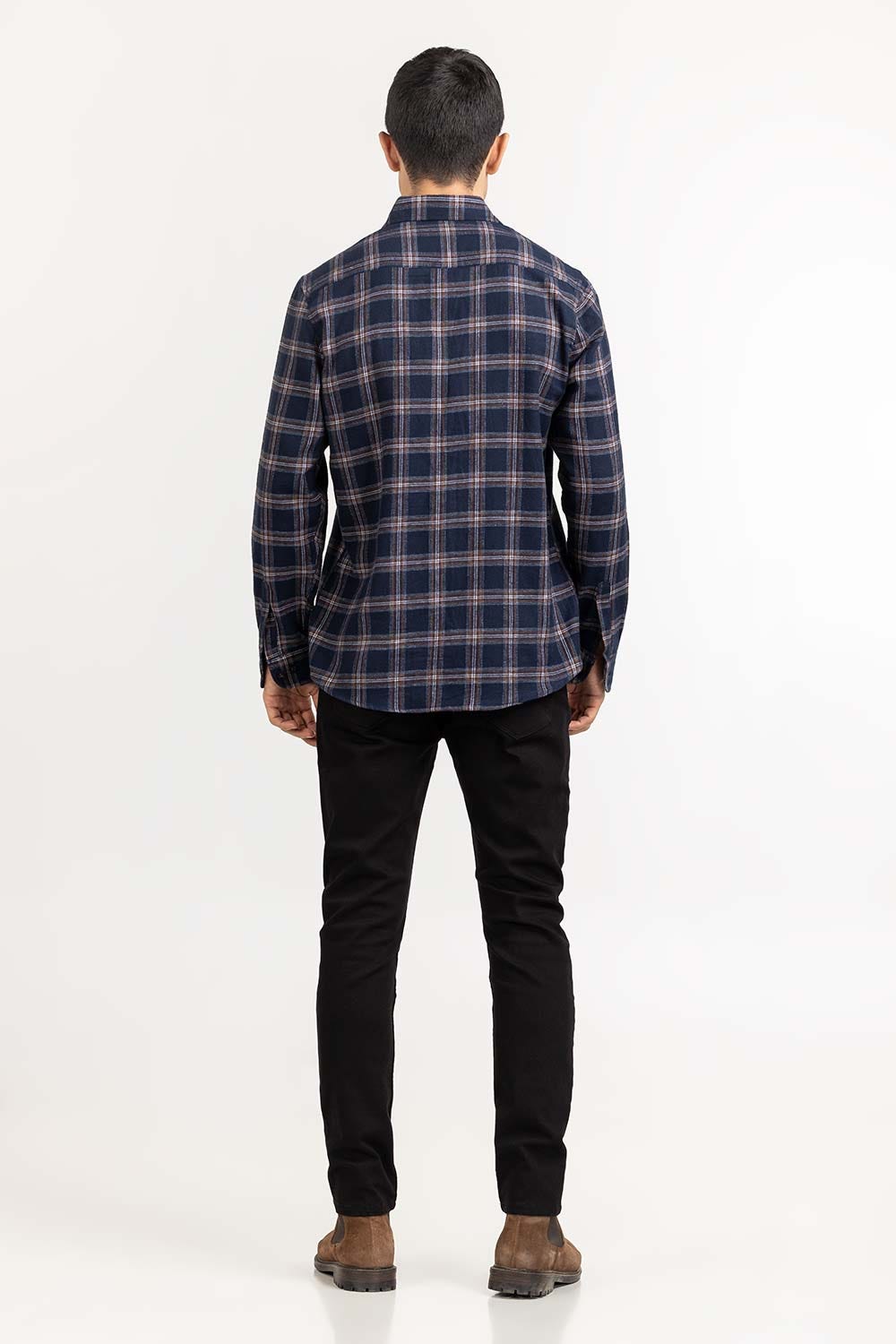 Navy Gold Checkered Casual Shirt CS-YD22-035