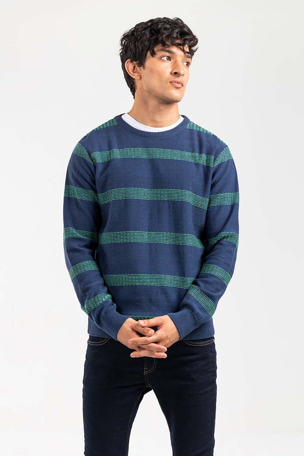 Navy Green Fashion Sweater FS-SWT-FD-398-01