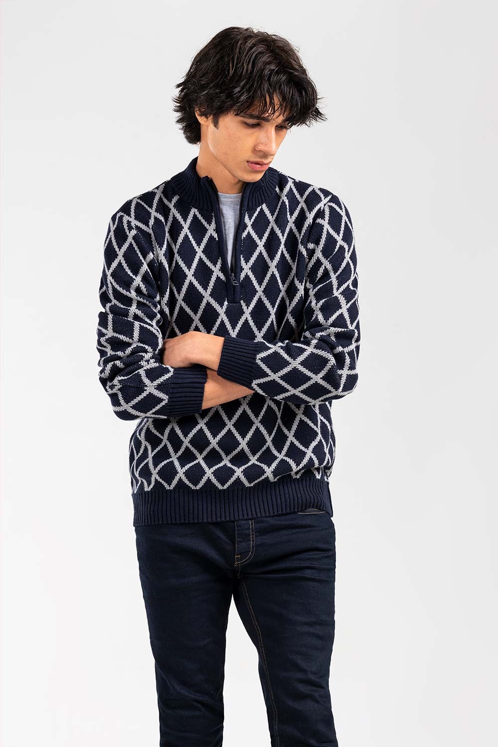 Navy Grey Fashion Sweater FS-SWT-FD-349-01