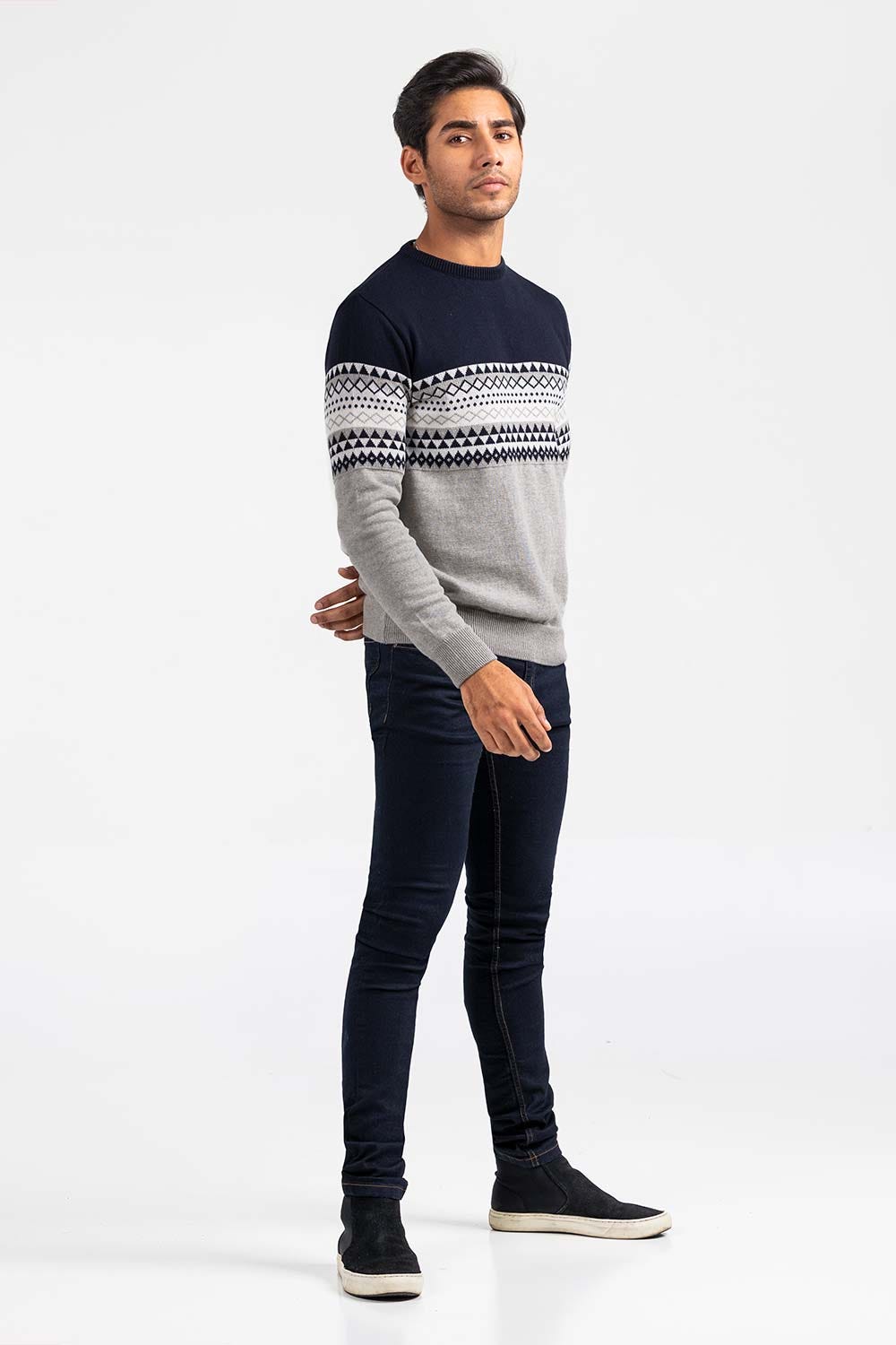 Navy Grey Fashion Sweater FS-SWT-FD-355-01