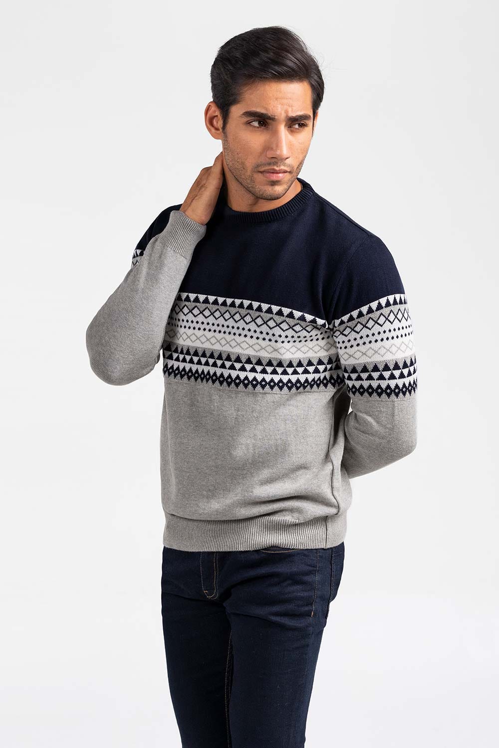 Navy Grey Fashion Sweater FS-SWT-FD-355-01