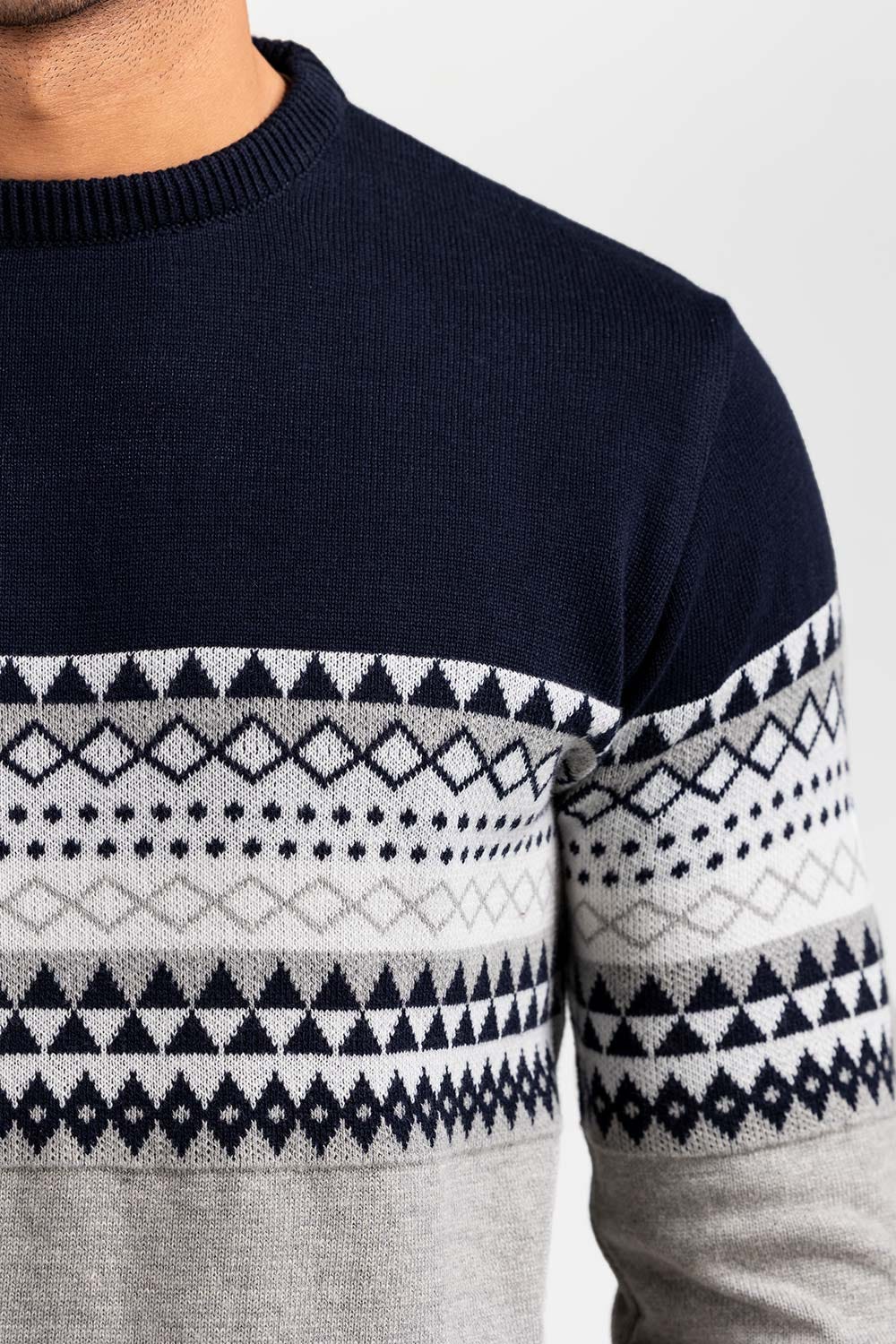 Navy Grey Fashion Sweater FS-SWT-FD-355-01