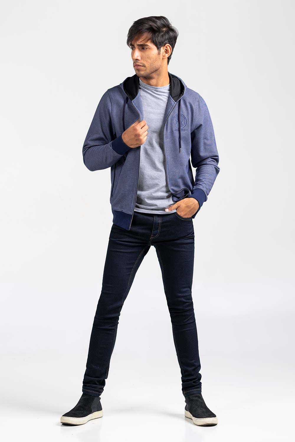 Navy Grey  Zipper Hoddie JKT-HZJ-D52-02