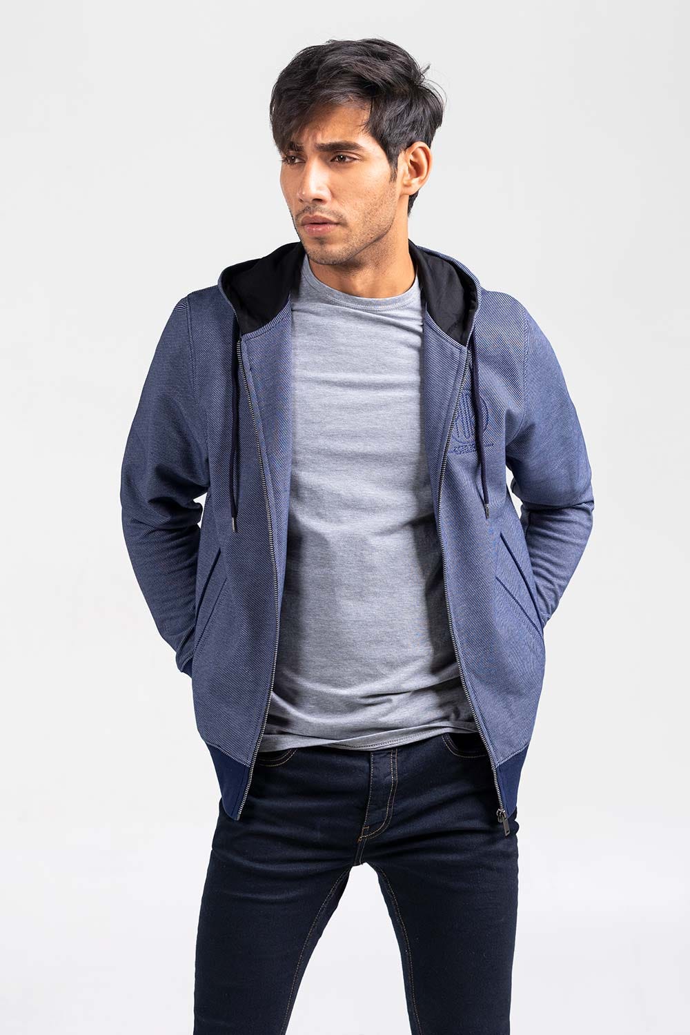 Navy Grey  Zipper Hoddie JKT-HZJ-D52-02