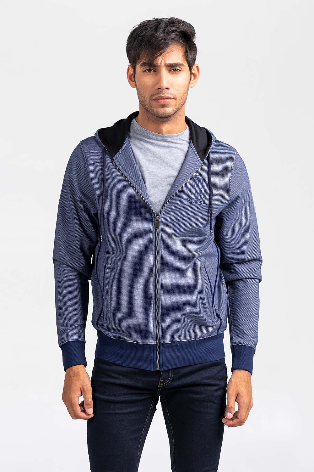 Navy Grey  Zipper Hoddie JKT-HZJ-D52-02