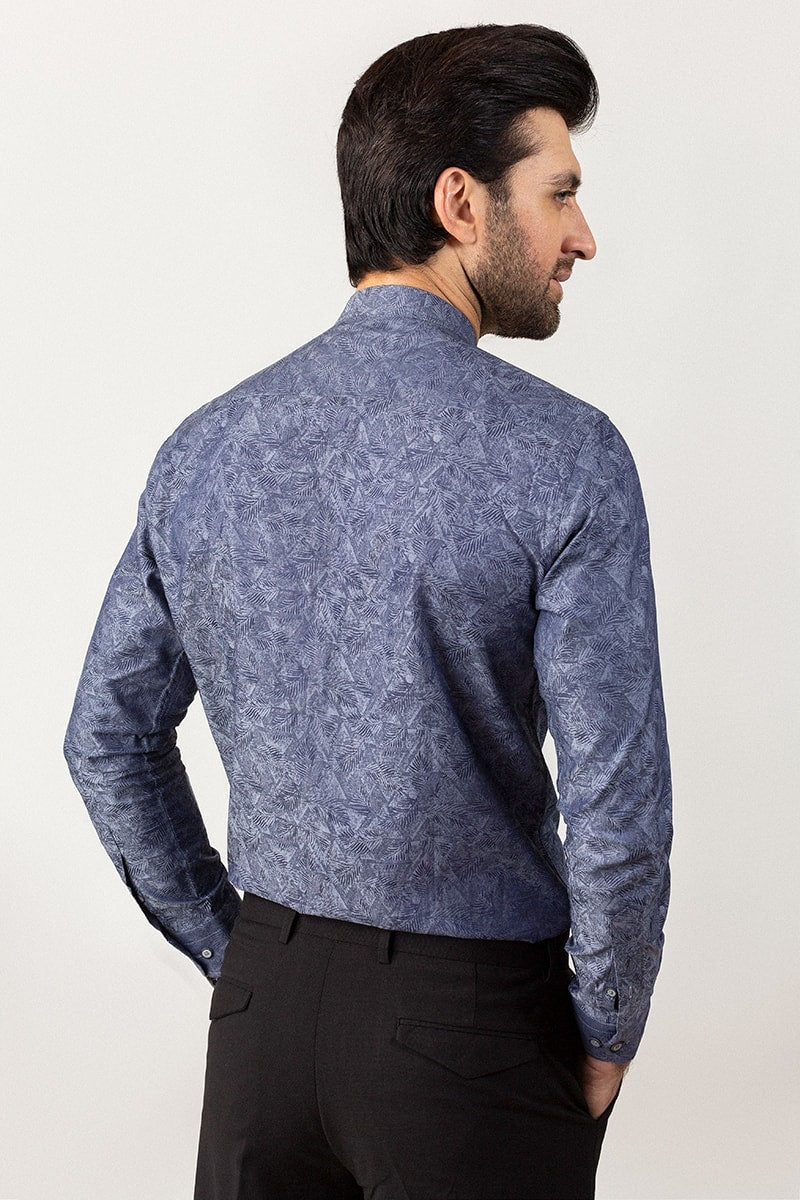 Navy Jacquard Casual Shirt CM-YD-2757 Mr. Blue