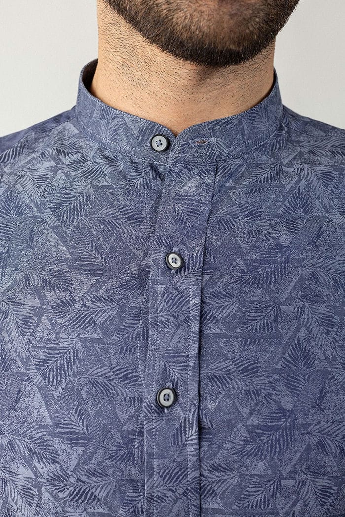 Navy Jacquard Casual Shirt CM-YD-2757 Mr. Blue