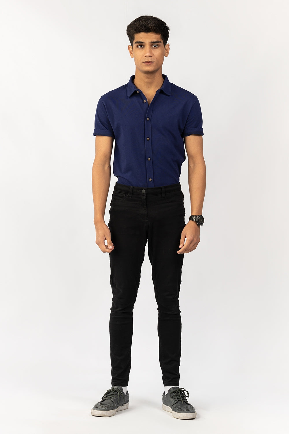 Navy Knitted Casual Shirt HS-CS-KNIT-D14