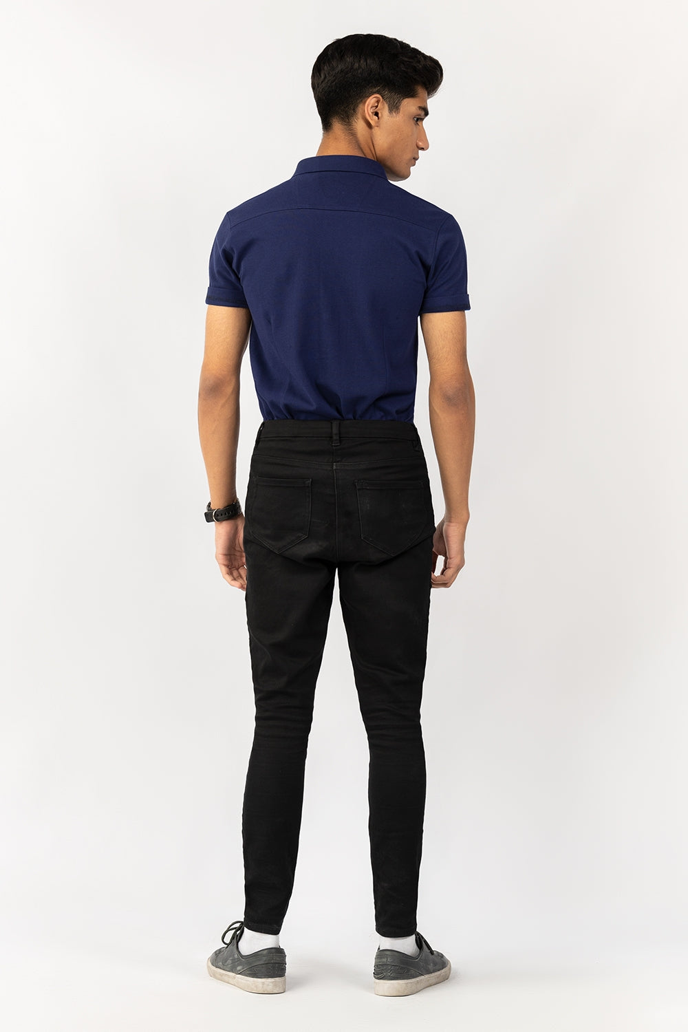 Navy Knitted Casual Shirt HS-CS-KNIT-D14