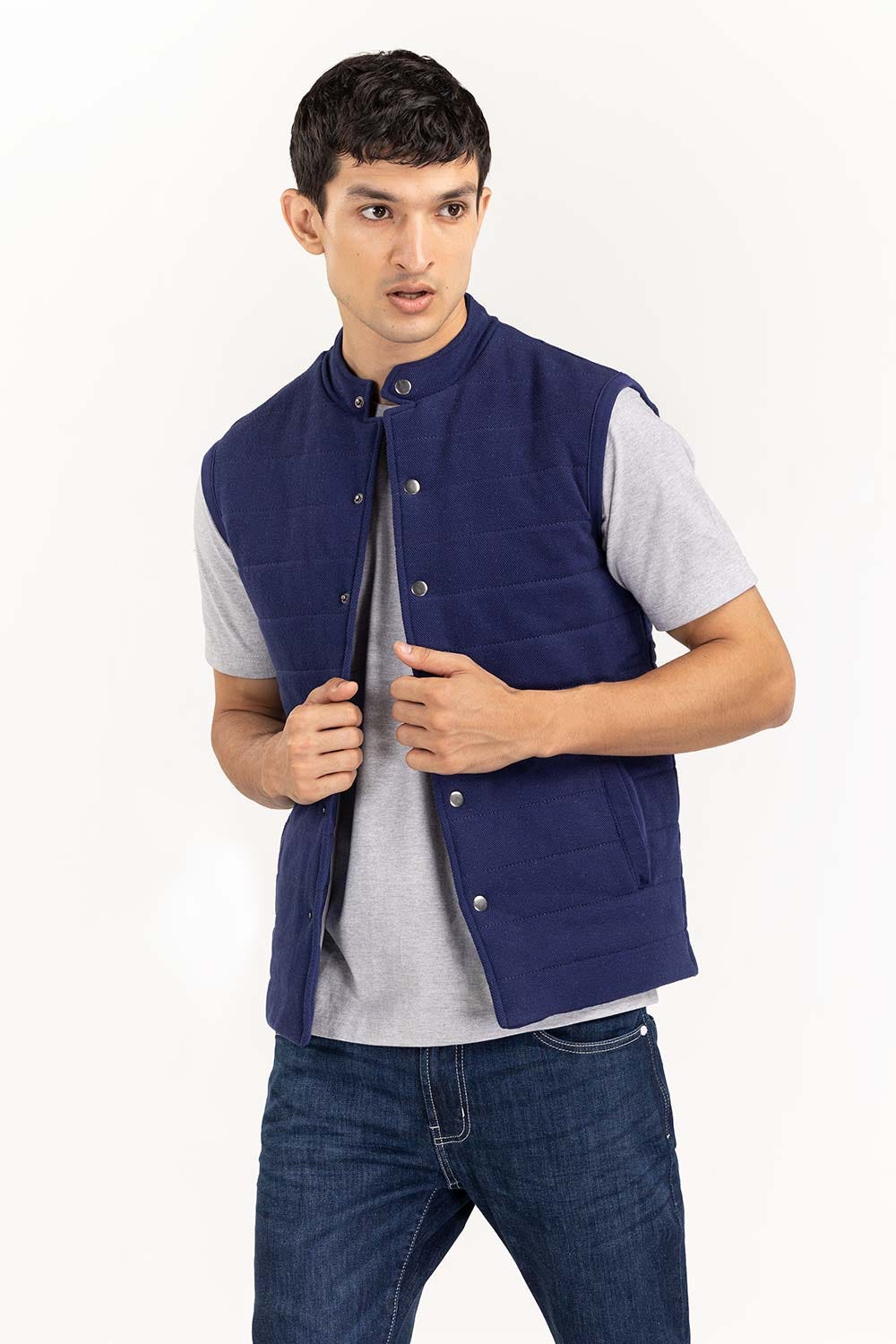 Navy Knitted Gilet JKT-KNTVST22-027
