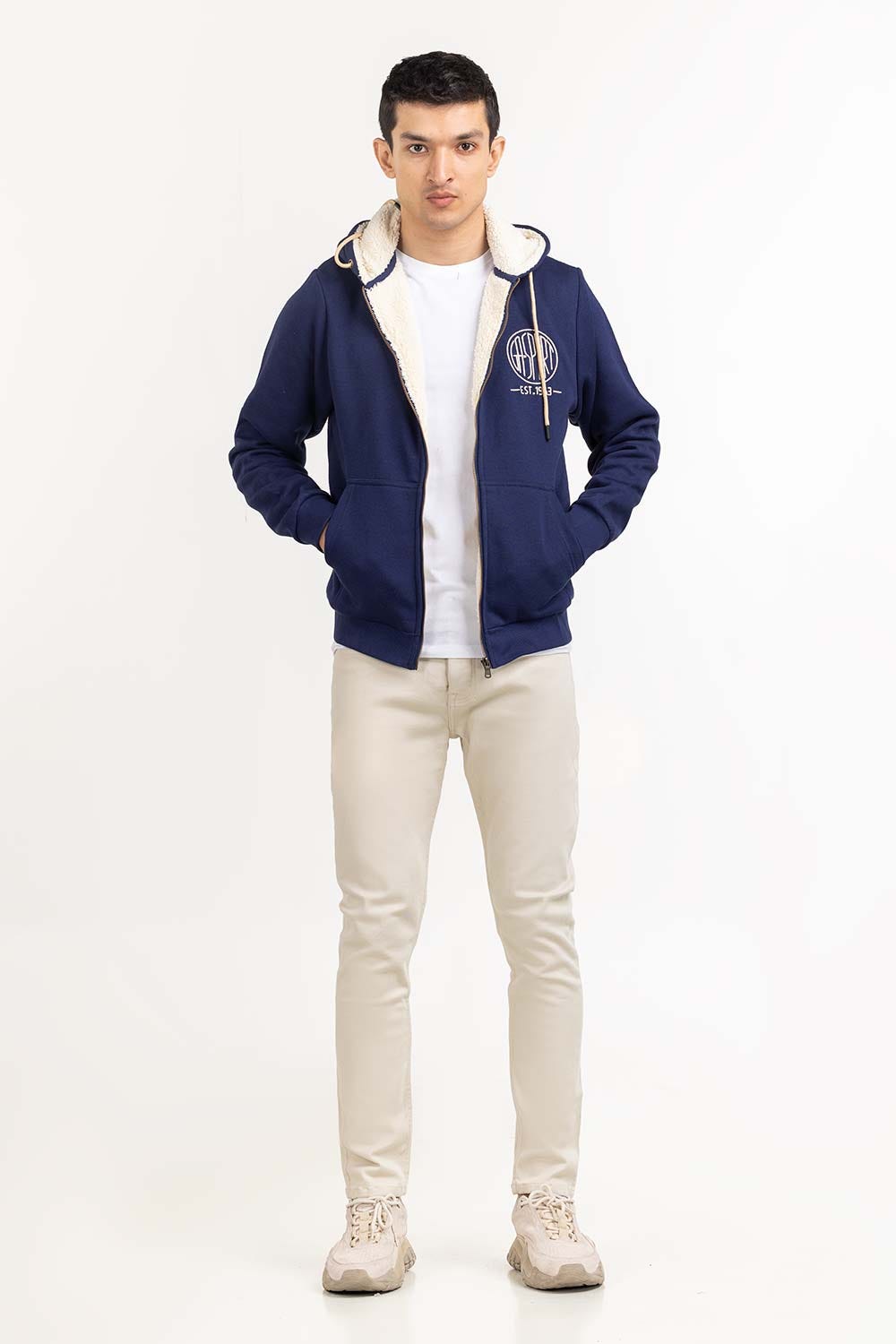 Navy Knitted Jacket JKT-KNTHZ22-046