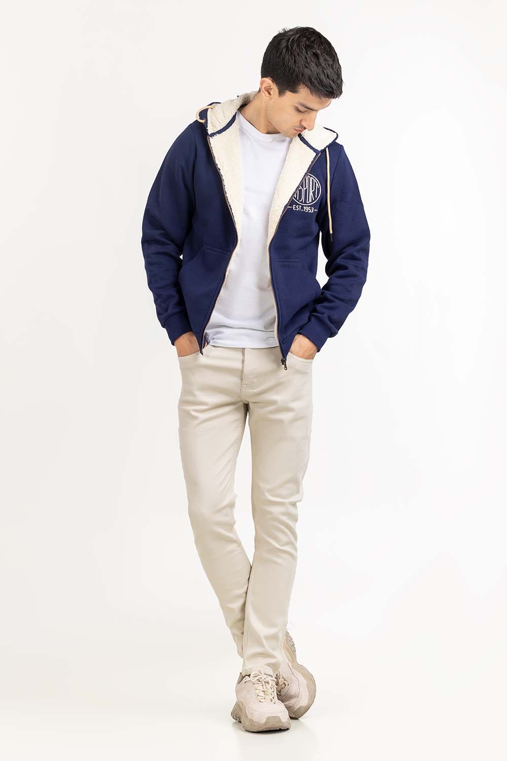Navy Knitted Jacket JKT-KNTHZ22-046