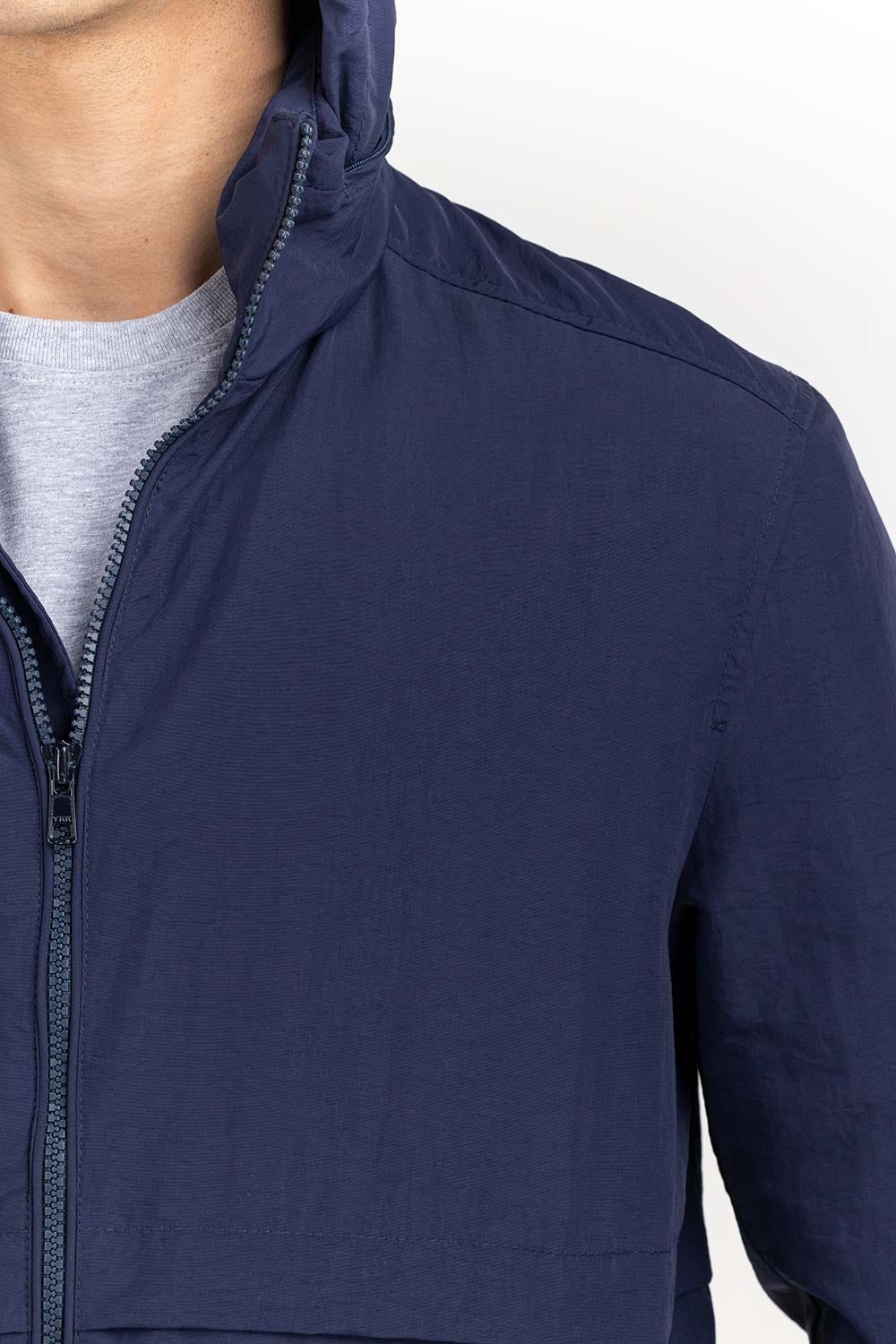Navy Light weight technical Jacket with Hidden Hoodie JKT-WOV22-008