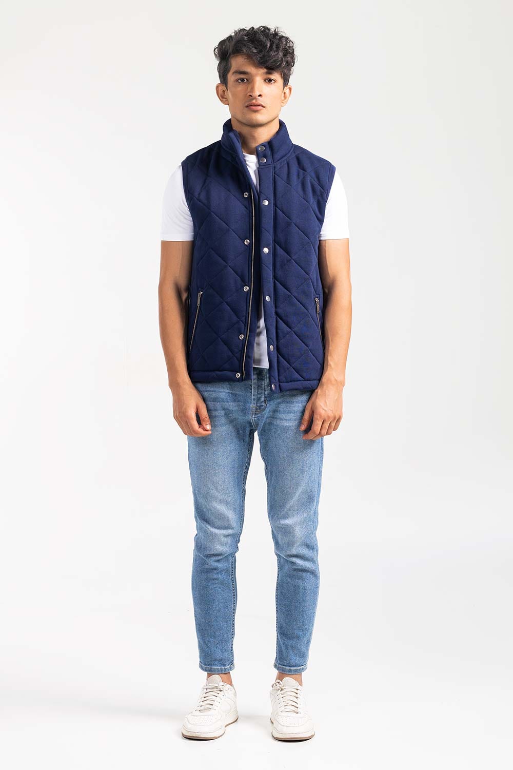 Navy Mock Neck Vest Jacket JKT-MNV-D27-01