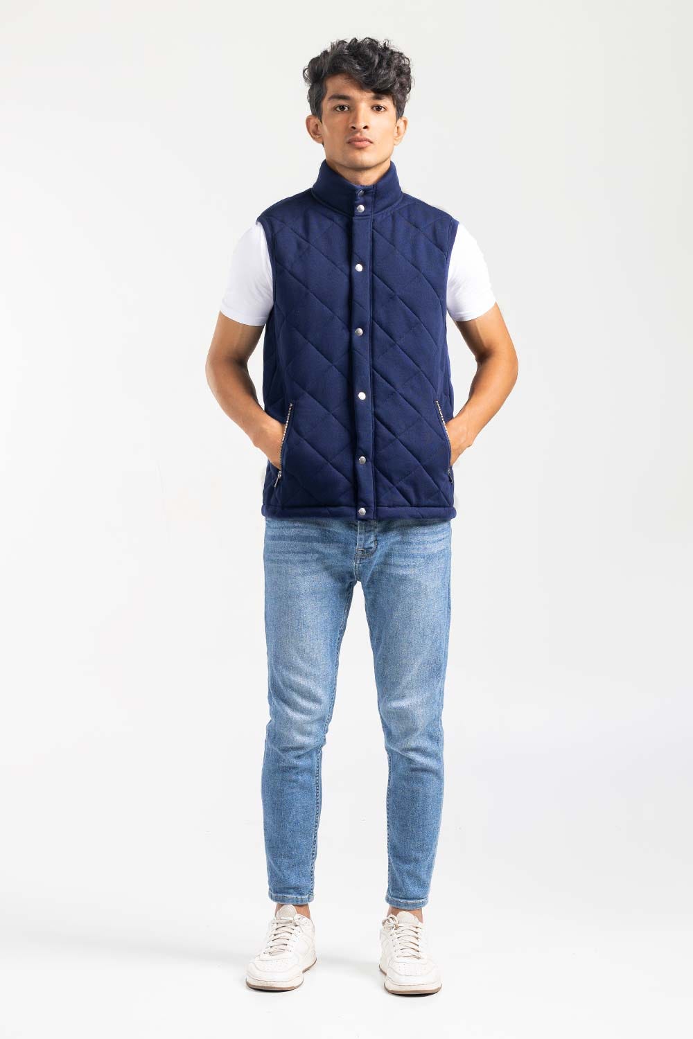 Navy Mock Neck Vest Jacket JKT-MNV-D27-01