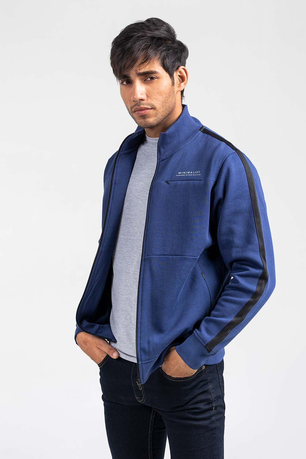 Navy Mock Neck Zipper Jacket JKT-MNZ-76-02