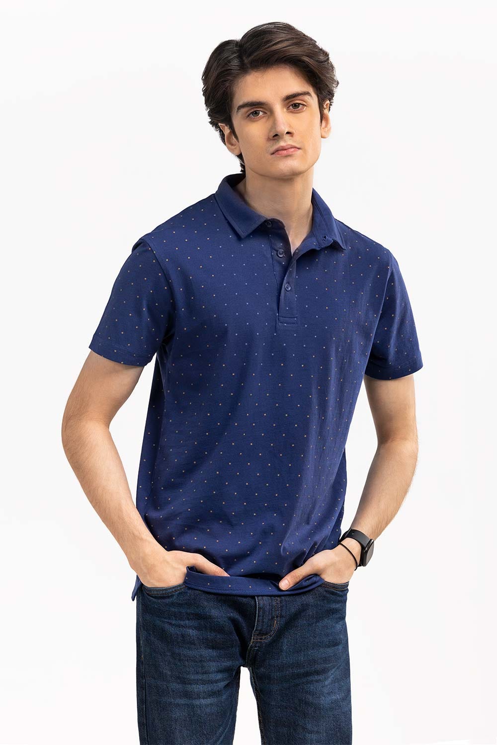 Navy Printed Polo SJP-PRINT-D01