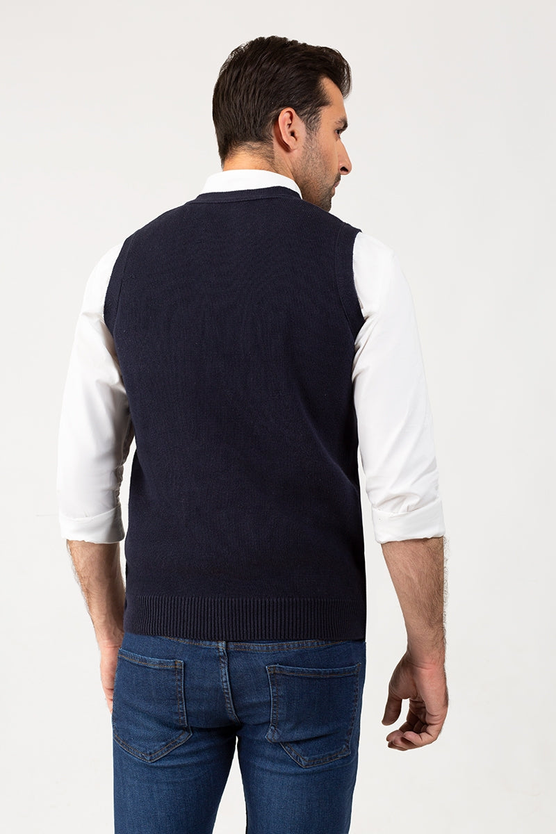 Navy Sleeveless Sweater SL-SWT-FD-22-01