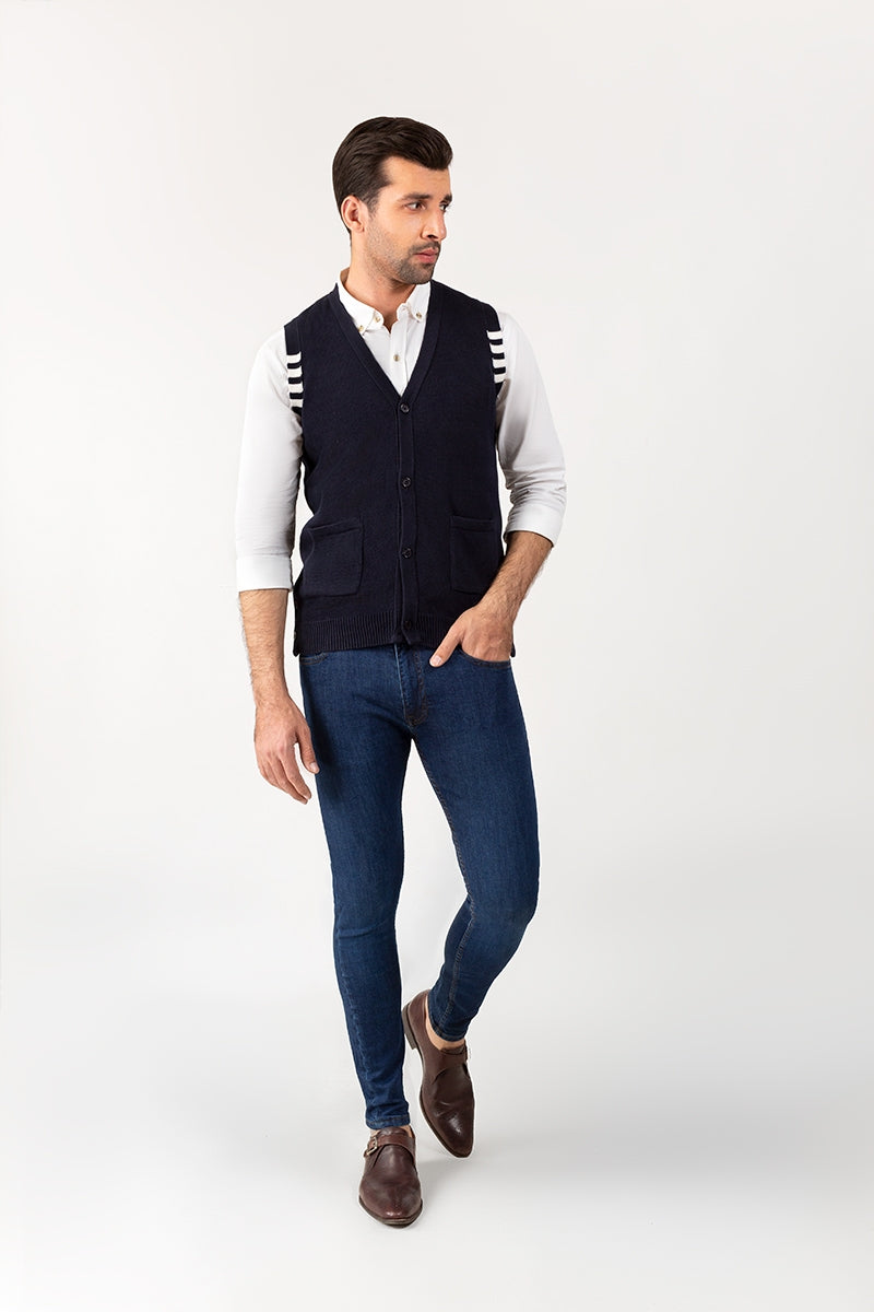 Navy Sleeveless Sweater SL-SWT-FD-22-01