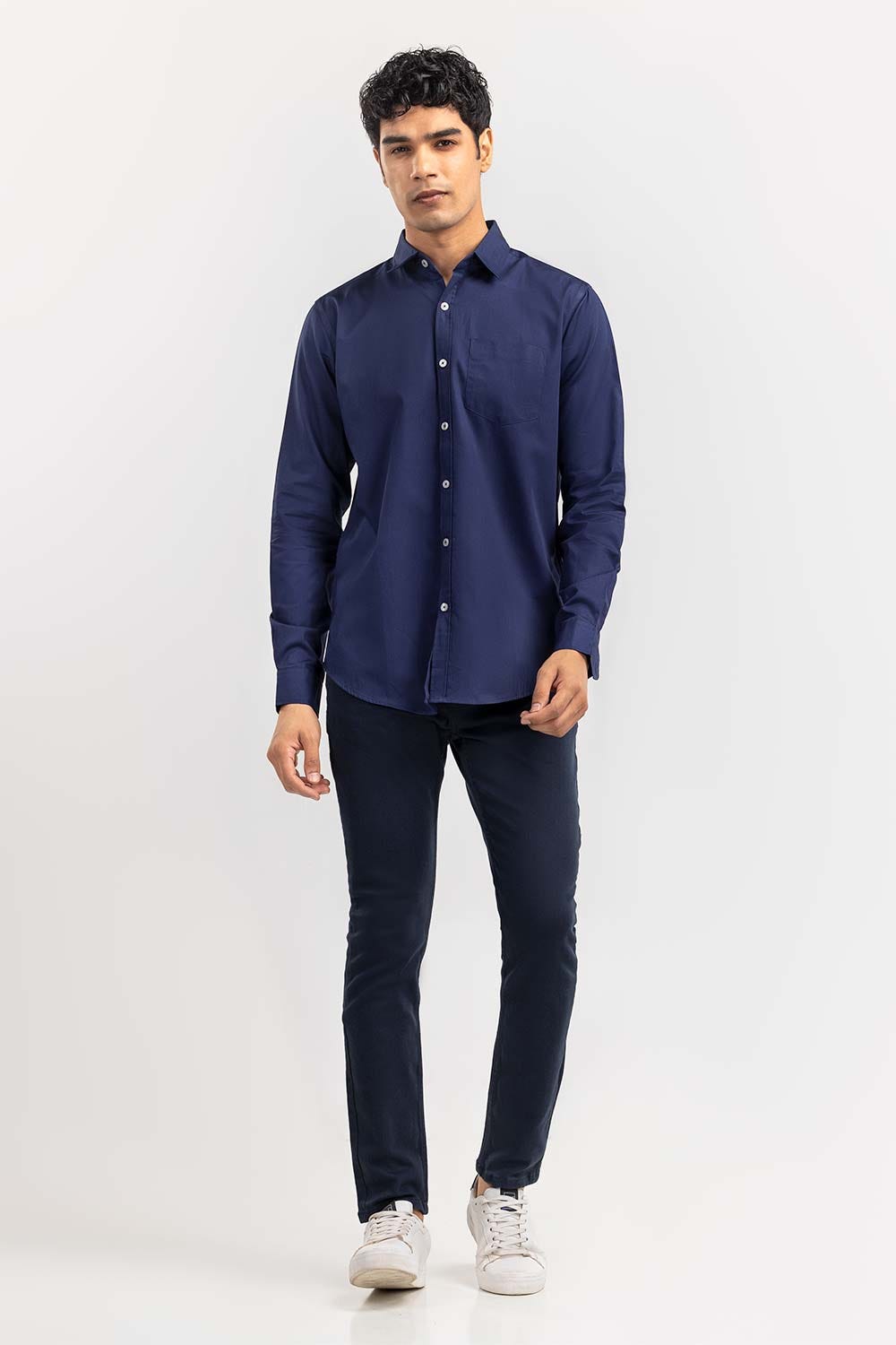 Navy Solid Casual Shirt CS-PD22-009