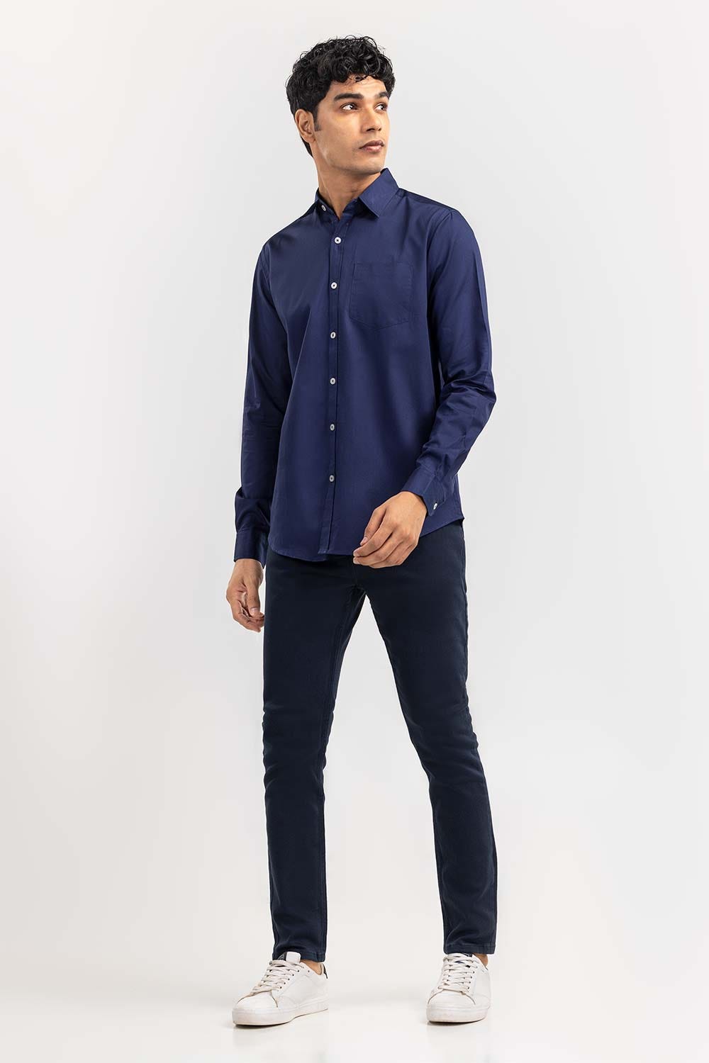 Navy Solid Casual Shirt CS-PD22-009