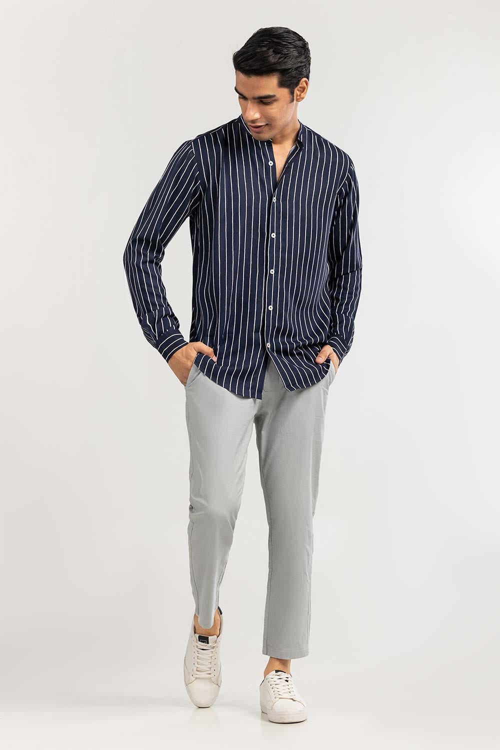 Navy Stripped Casual Shirt CS-YD22-001