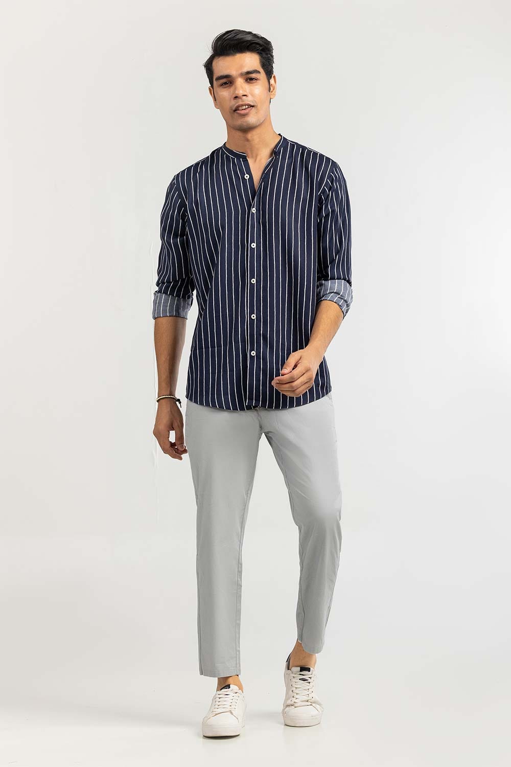 Navy Stripped Casual Shirt CS-YD22-001