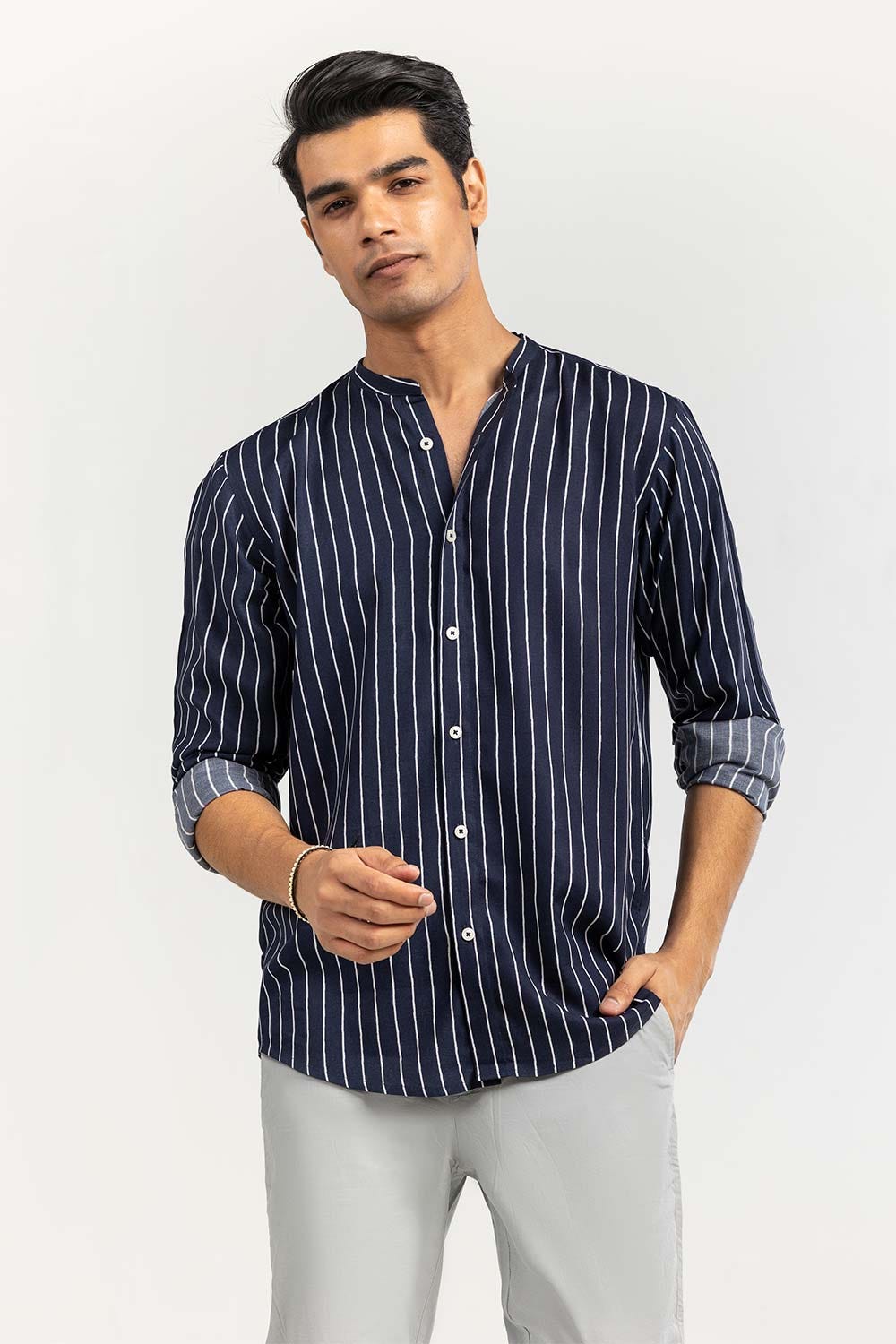 Navy Stripped Casual Shirt CS-YD22-001