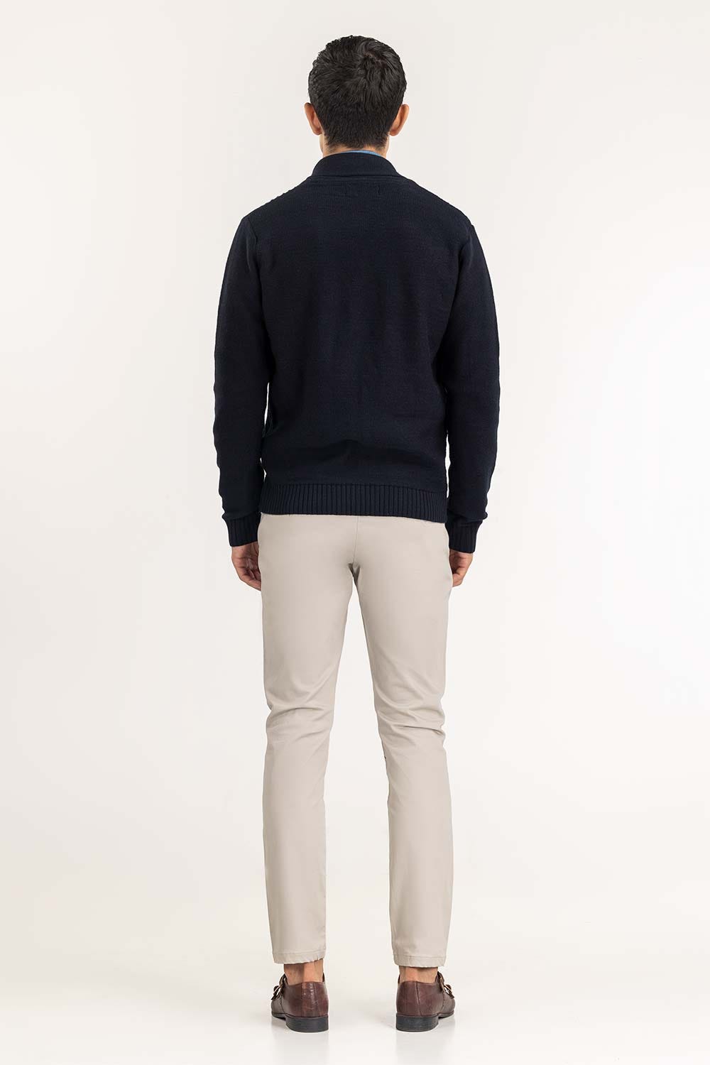 Navy Textured Cardigan SWT-FFSCD22-152