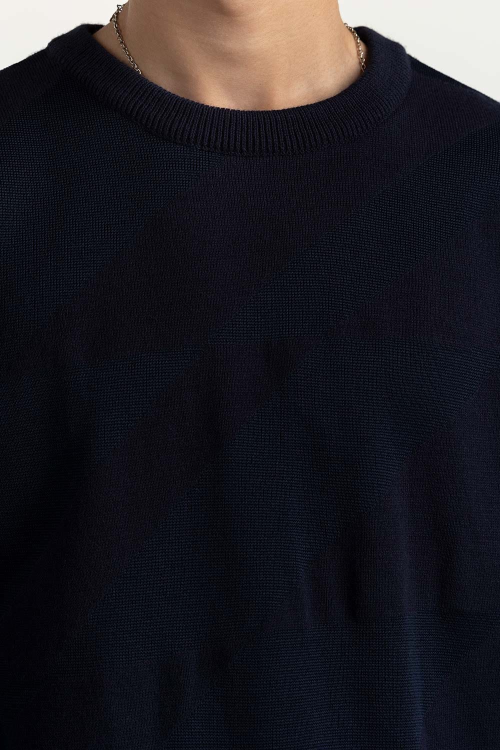 Navy Textured Sweater 224-111-006