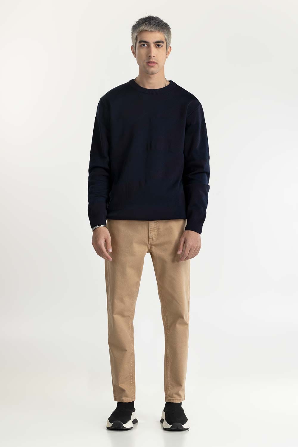 Navy Textured Sweater 224-111-006