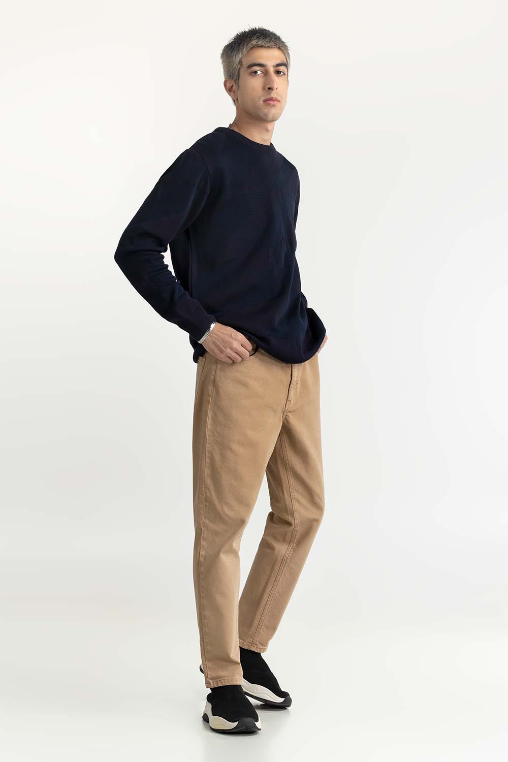 Navy Textured Sweater 224-111-006