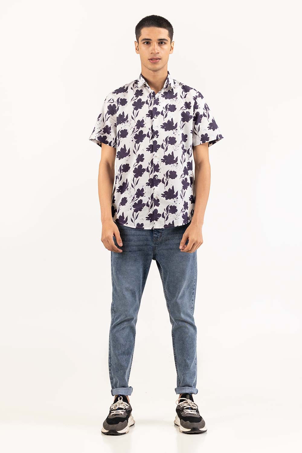 Navy White Printed Casual Shirt CS-PRT22-002