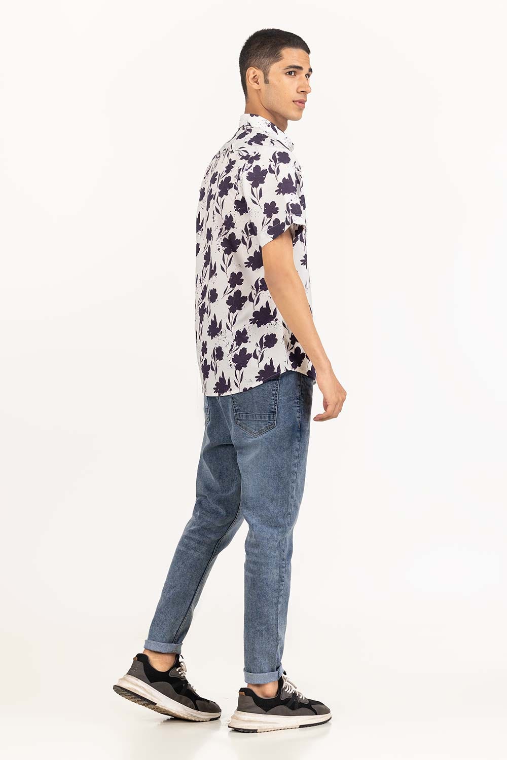 Navy White Printed Casual Shirt CS-PRT22-002