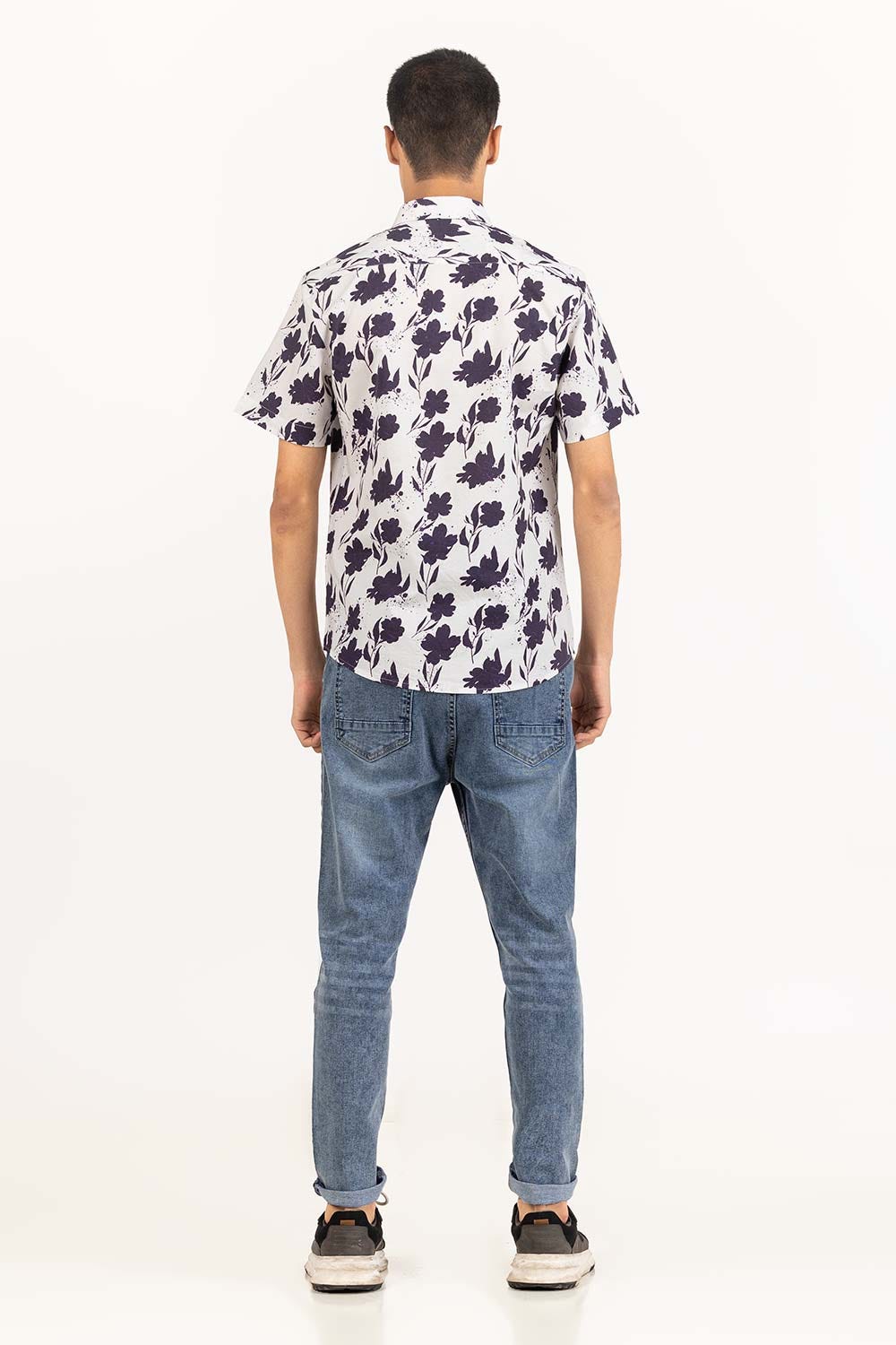 Navy White Printed Casual Shirt CS-PRT22-002