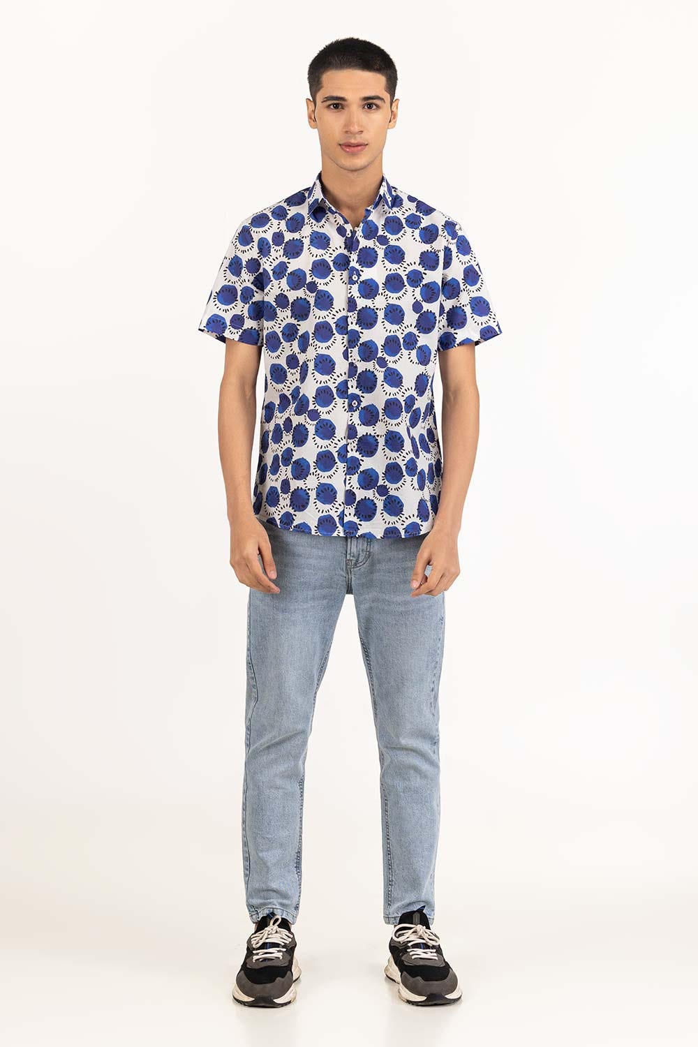 Navy White Printed Casual Shirt CS-PRT22-003