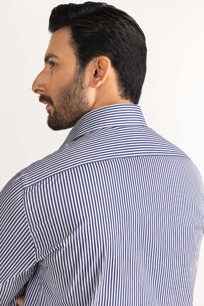 Navy White Stripe Formal Shirt MN-FS-PD24-032