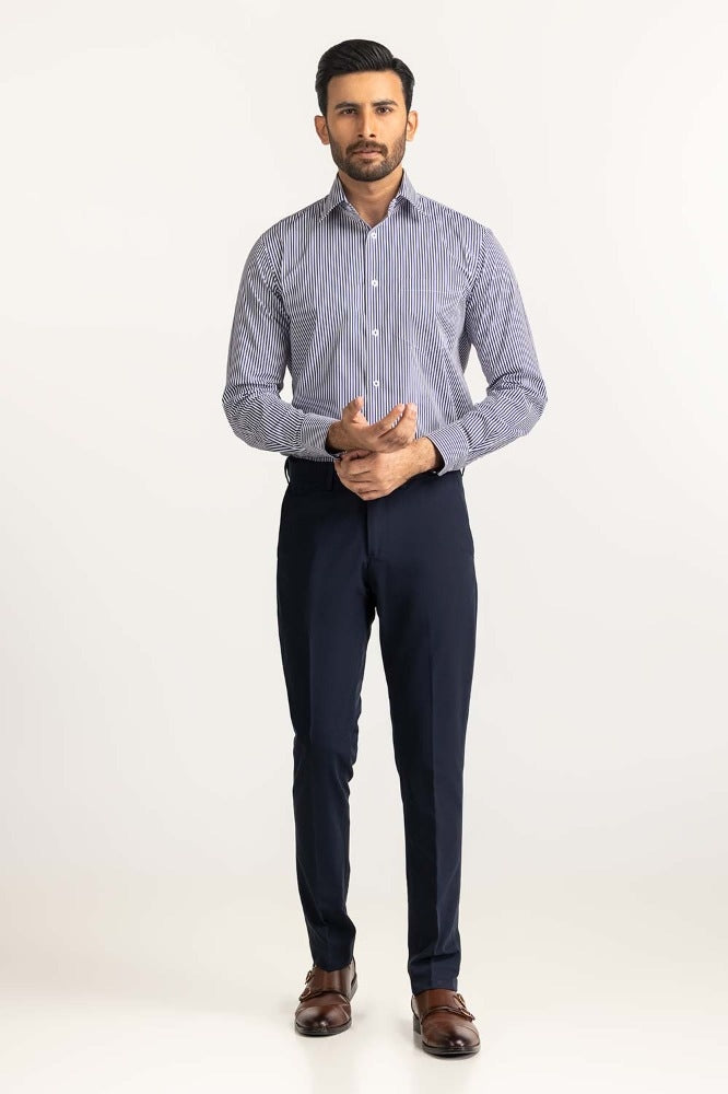 Navy White Stripe Formal Shirt MN-FS-PD24-032