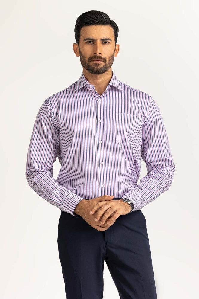 Navy White Stripe Formal Shirt MN-FS-YD24-046