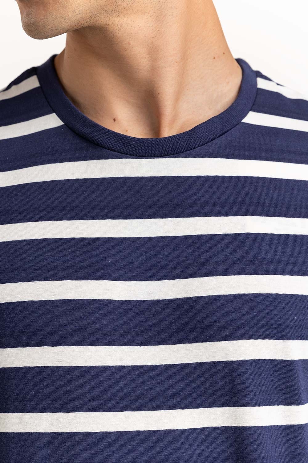 Navy White Striped Tee TS-CNSJ23-065