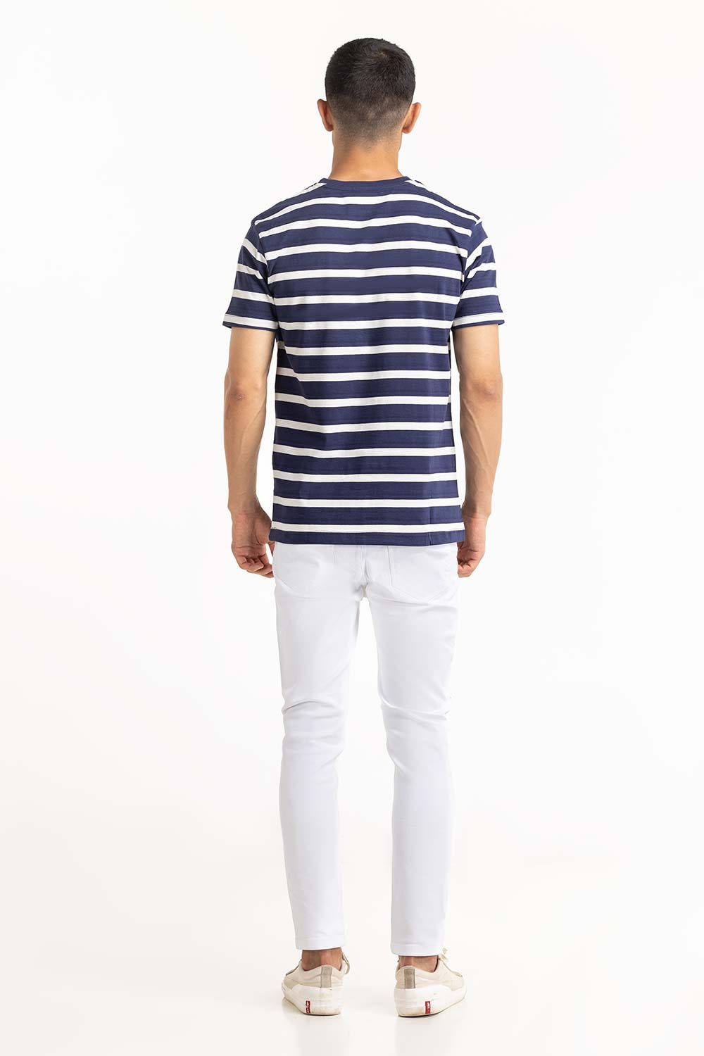 Navy White Striped Tee TS-CNSJ23-065
