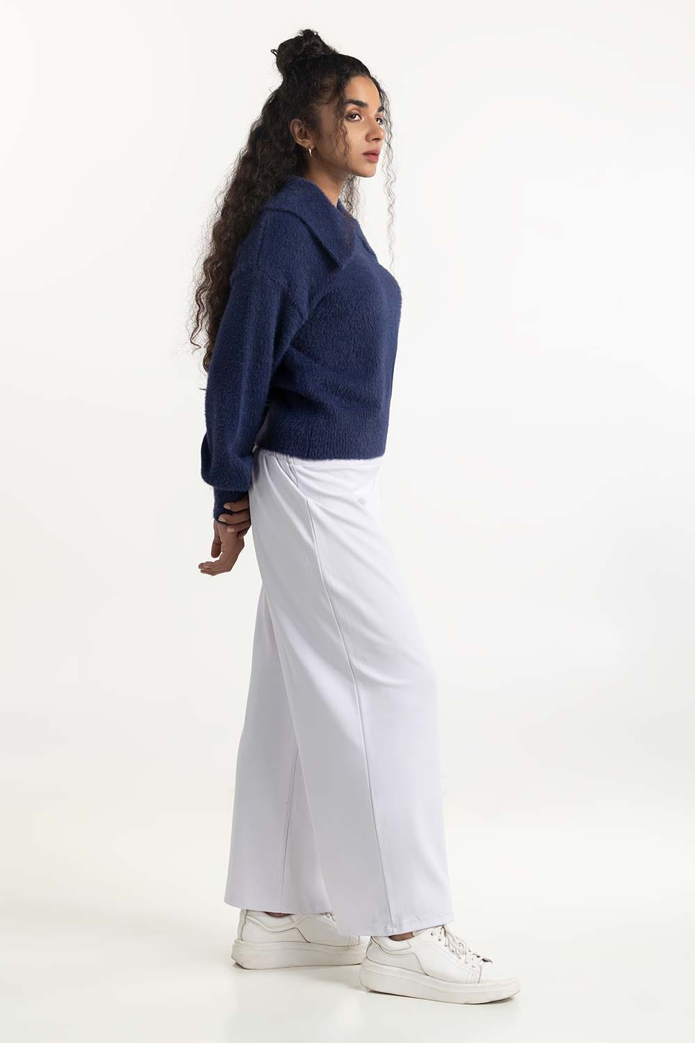 Navy Oversized Collar Sweater 224-211-052